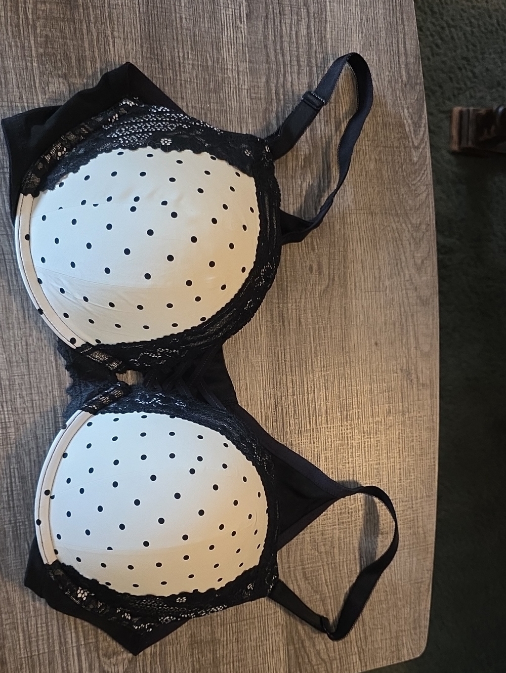 Black & White Polka Dot Lace Push-Up Bra